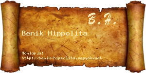 Benik Hippolita névjegykártya